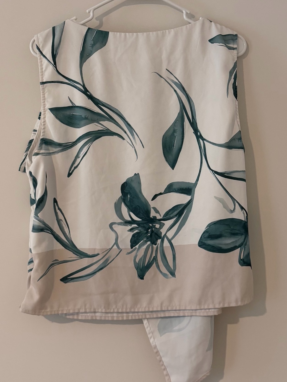 Abercrombie & Fitch Teal Floral Knotted Scarf Top Women’s Large - Picture 5 of 5